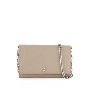 Tory Burch Robinson Chain Wallet, French Gray